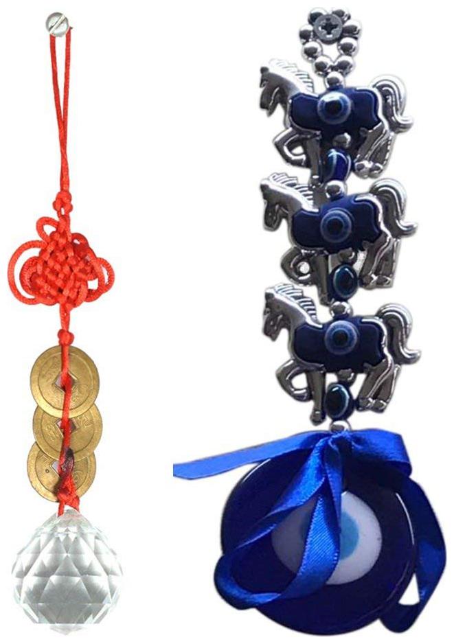 

Vyne Combo Lucky Coin Crystal Ball with Three Horse Evil Eye Combo