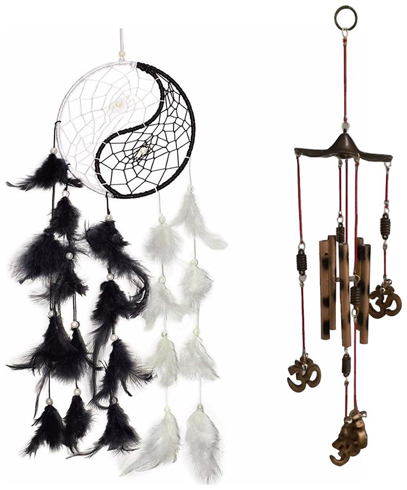 

Vyne Combo of Yin Yang White and Black and Om 5 Pipe Wind Chime