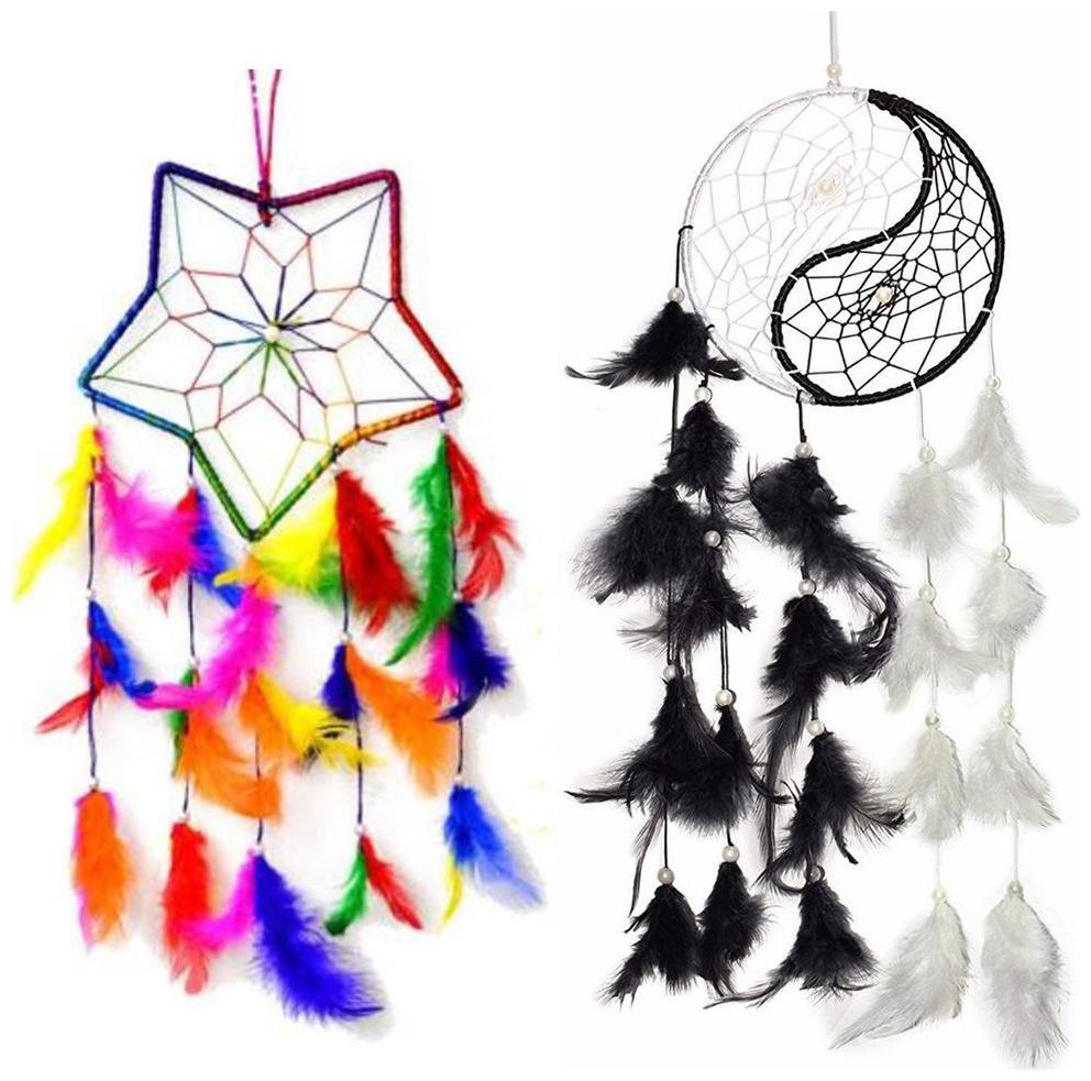 

Vyne Combo of Star Multi Color Dream Catcher and Yin Yang Dream Catcher Wall Hanging for Home Office