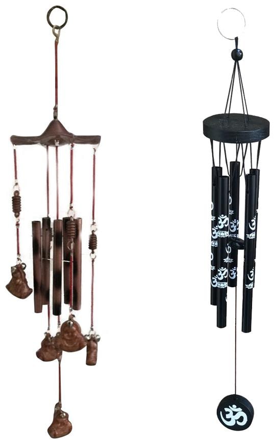 

Vyne Feng Shui Bhuddha 5 Pipes Wind Chime Om Printed Black 5 Pipes Wind Chime