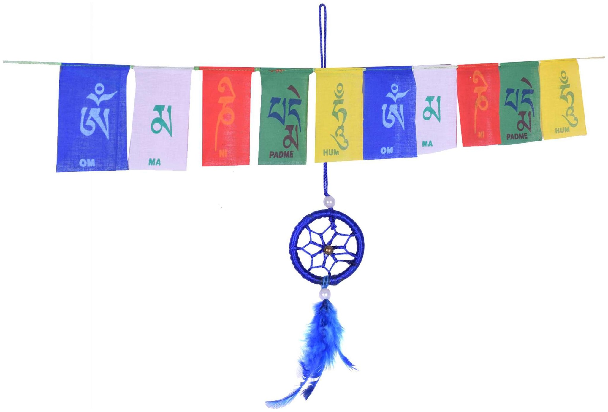 

Vyne Hanging Tibetan Buddhist Prayer Flags with 1 5 inch blue dream catcher For Car And Home