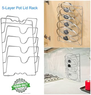 Buy Wall Mount Pot Pan Lid Storage Rack Steel Kitchen Cabinet Door