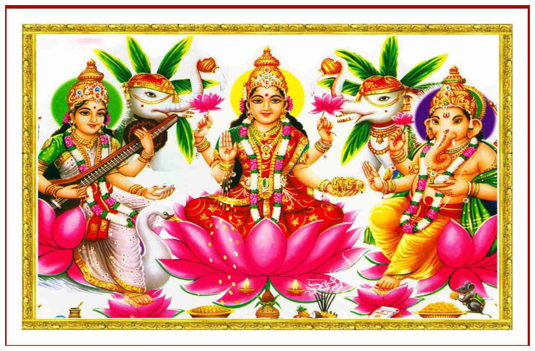 

Wall Poster Ganshji-laxmji-saraswti Vinyl Print Size (45x 30) cm Without Frame