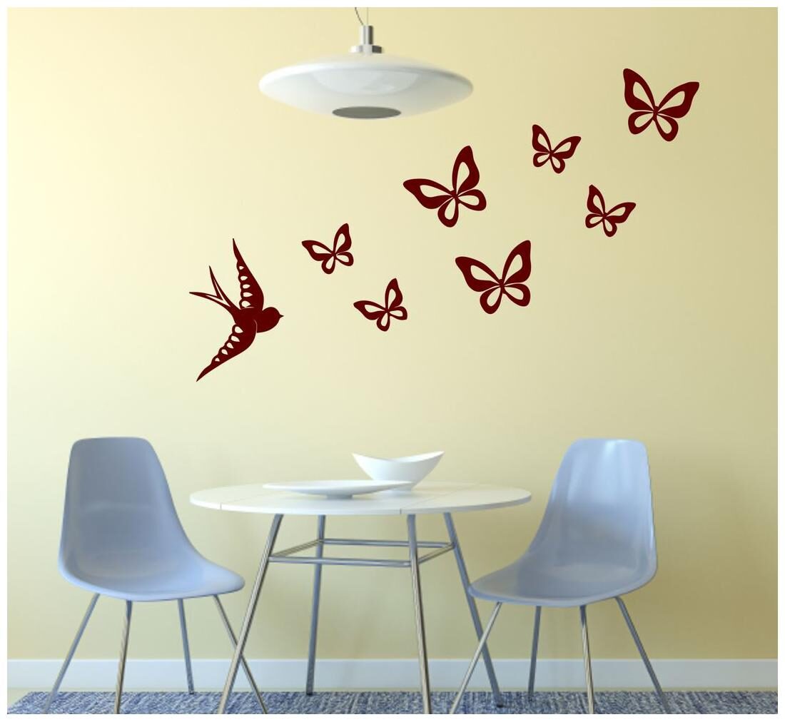 

Wall Sticker (Betterfly with bird PVC Vinyl Surface Covering Area - 30 x 33 cm)