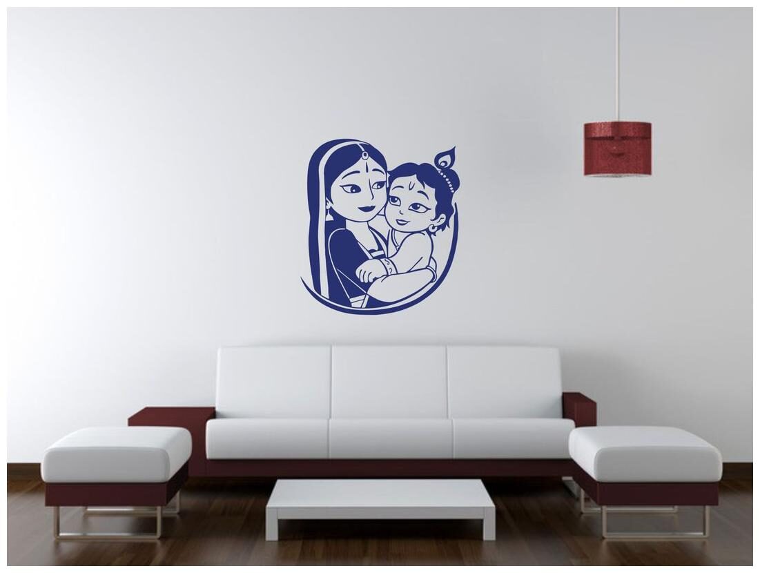 

Wall Sticker (Krishna with yashoda maa Surface Covering Aera - 58 x 53cm)
