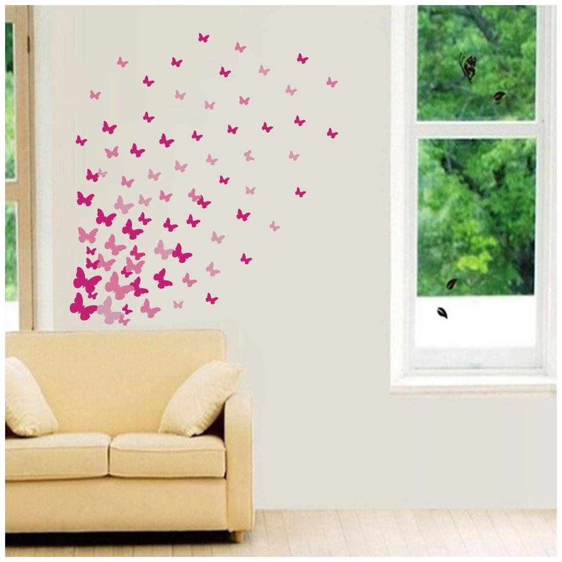 

Decor Villa Pink Butterfly Wall Sticker PVC Vinyl Size -83 cm X 91 cm Multicolor