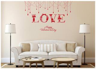 Wall Stickers Love Word with Hangings Background Design Bedroom