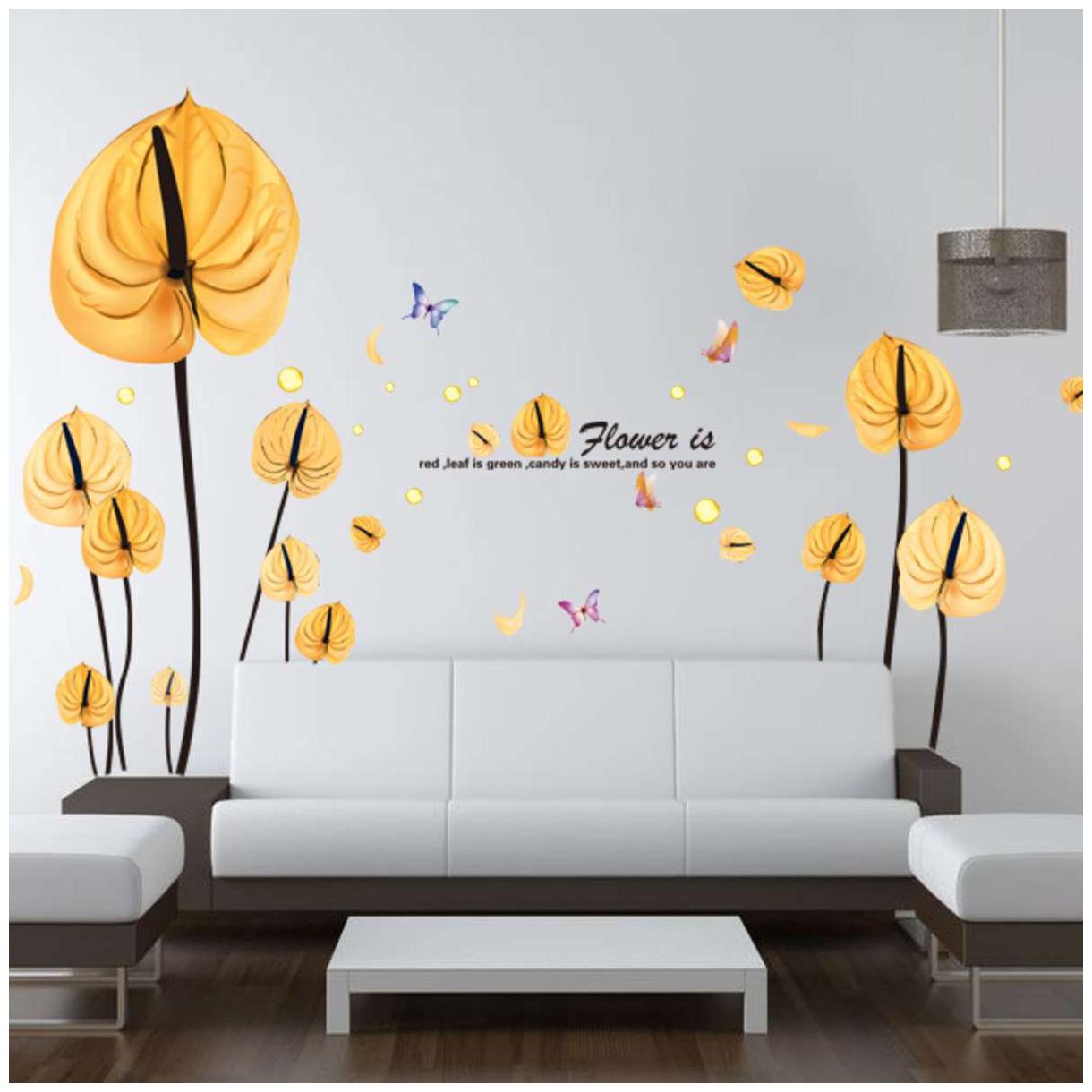 Buy Wall Sticker Yellow Flower with Quote Online at Low Prices in India