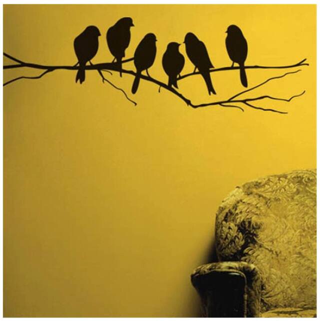 Wall Wings Cute Branchmates Best Friends Lovely Birds On A Branch Silhouette Art Vector/Abstract Wall Sticker/Decals (6201)
