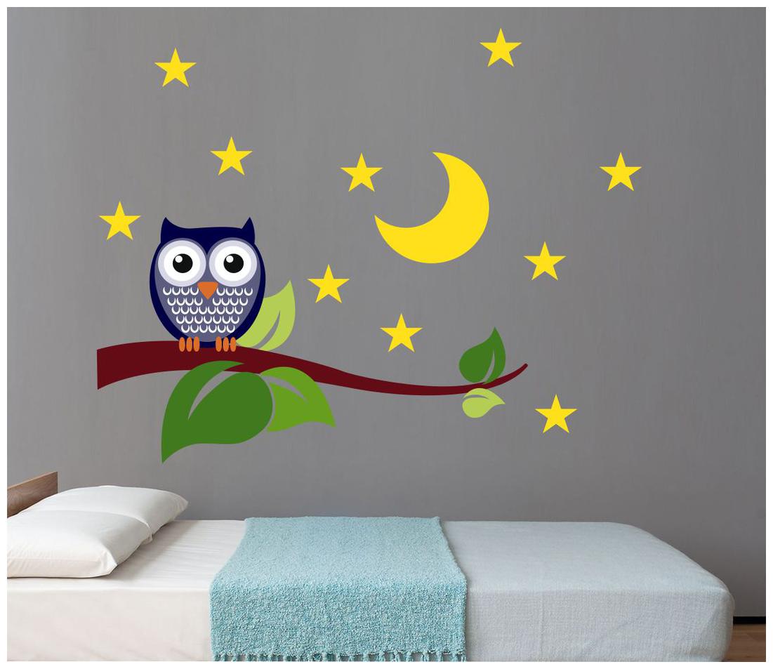 

wall wings Moon and star with owl Cartoon Characters Cartoon Characters PVC Sticker