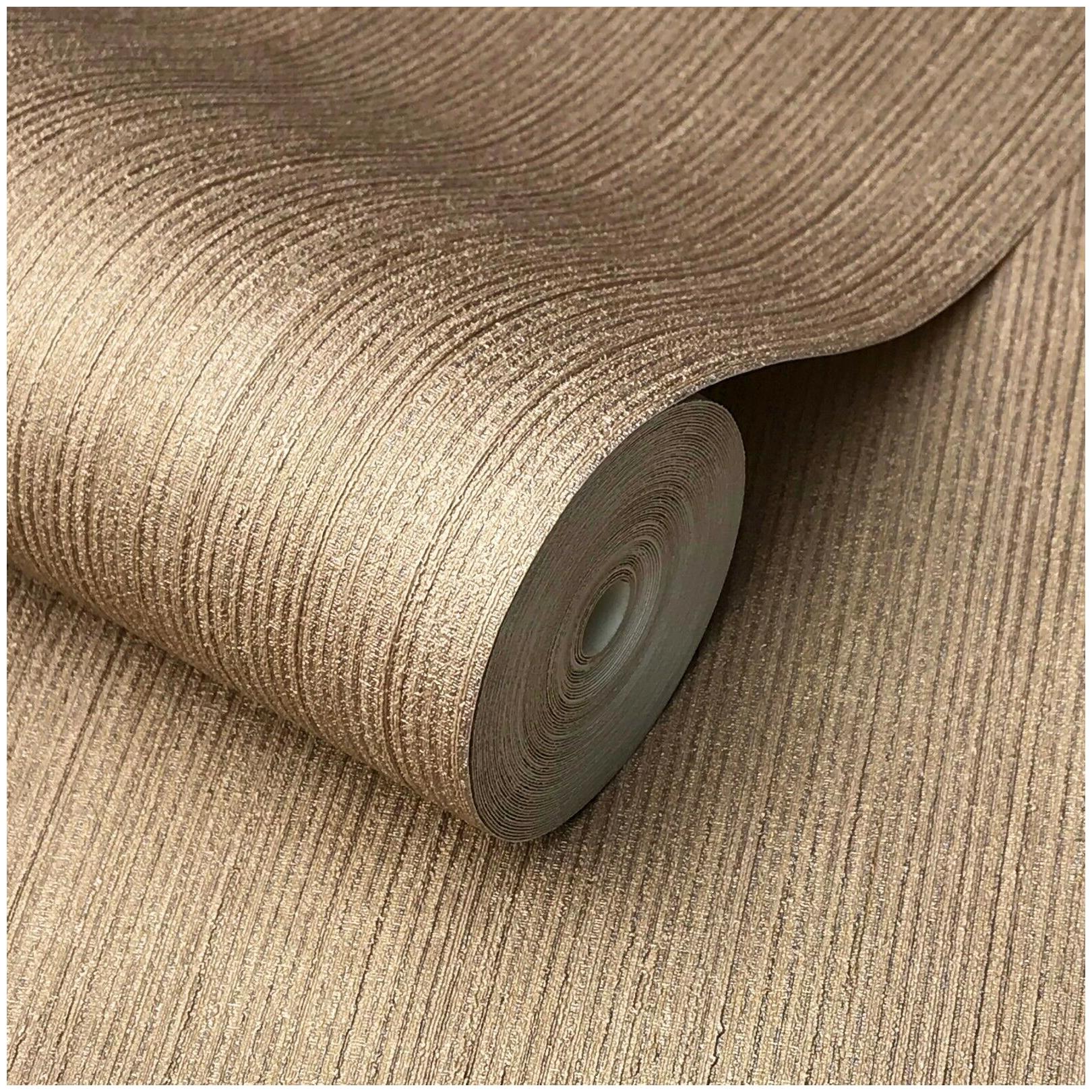 

Wallpaper rolls textured lines wall coverings Cocoa Gold Copper metallic Plain