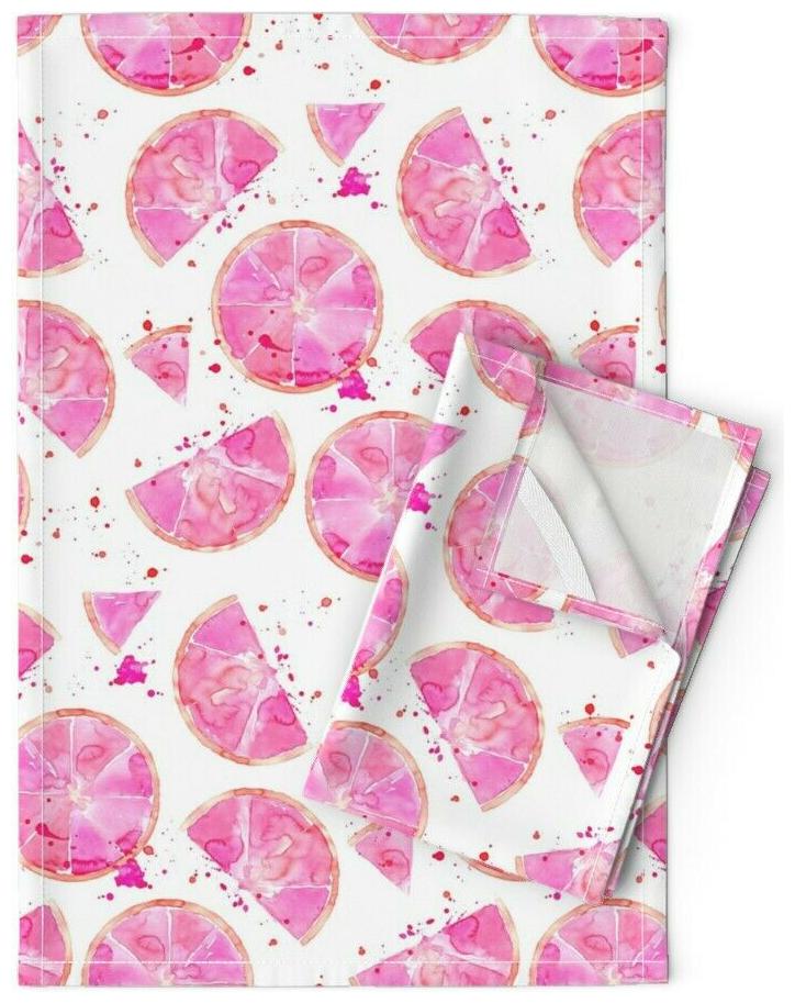 

Watercolor Grapefruit Pink Juice Linen Cotton Tea Towels by Roostery Set of 2