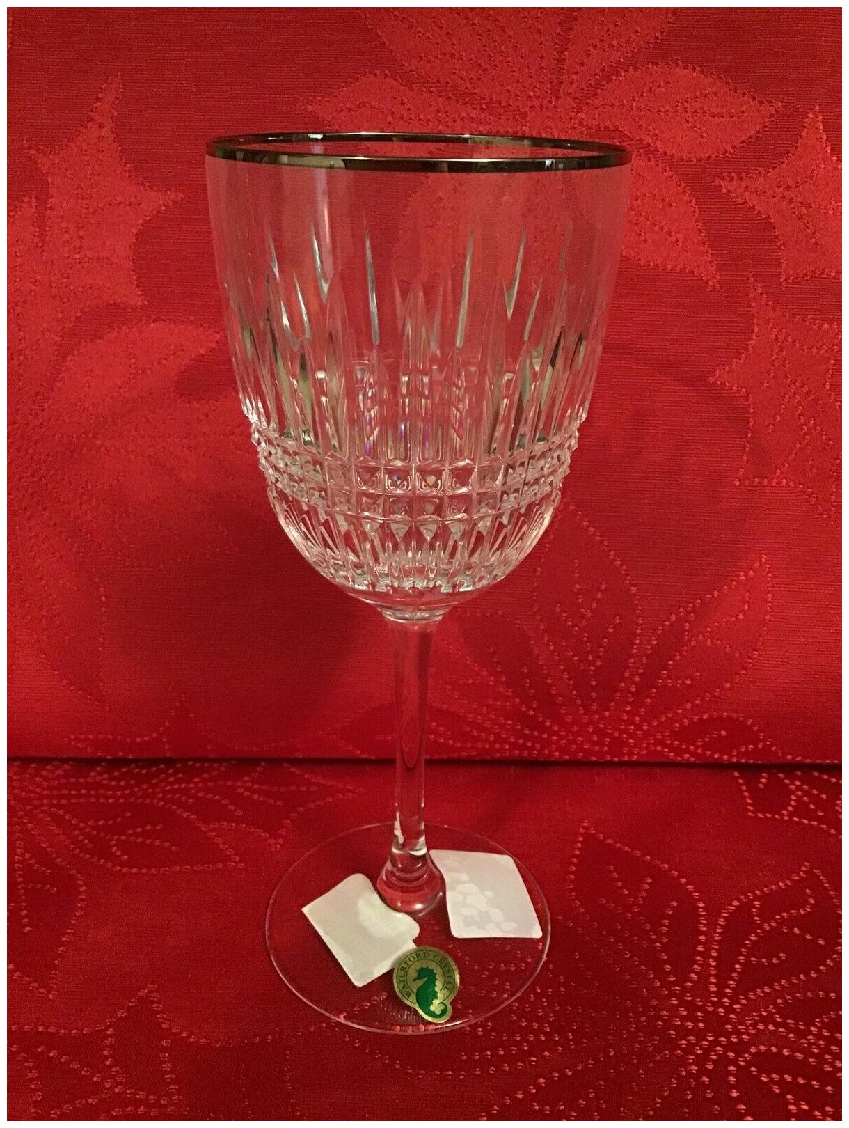 

Waterford Crystal Lismore Diamond Platinum Goblet Glass 163712 New With Tags