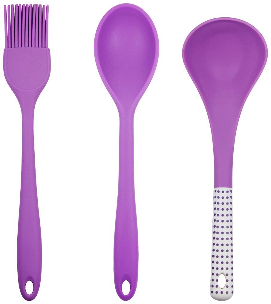 

Waterstone Silicone Brush Purple Silicone Spoon Purple Silicone Ladle Purple (Set of 3)