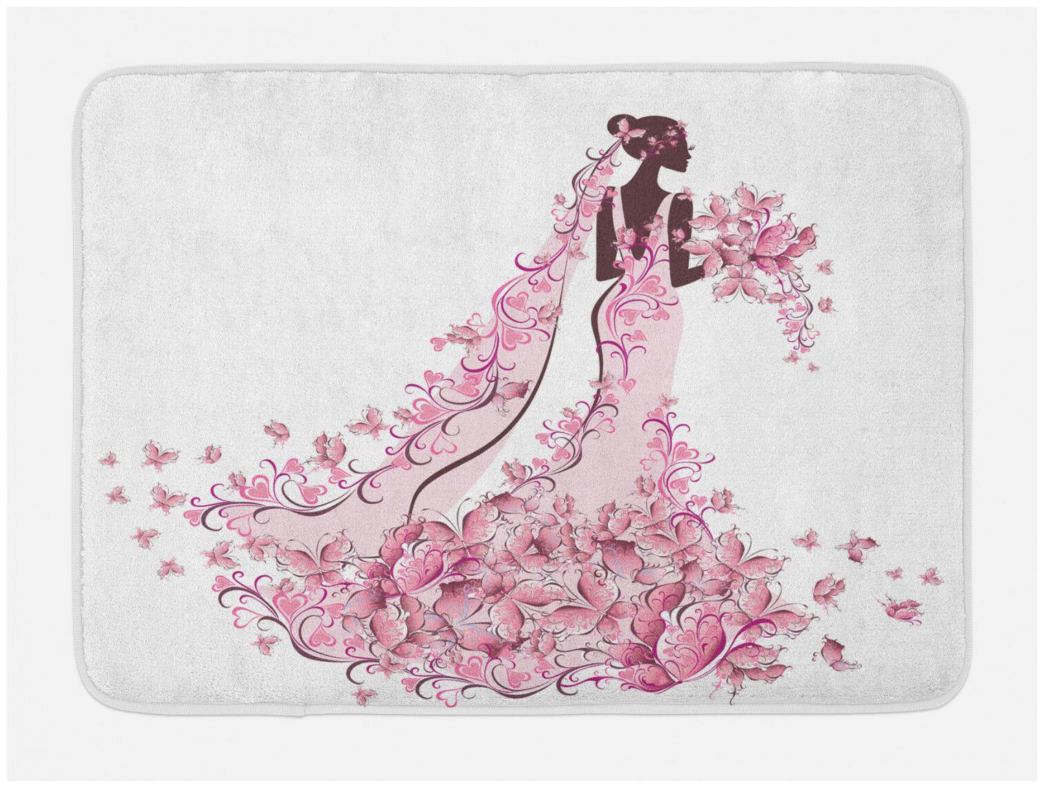 

Wedding Bath Mat Floral Bridal Gown Non-Slip Plush Mat 29 5 X 17 5 Inches