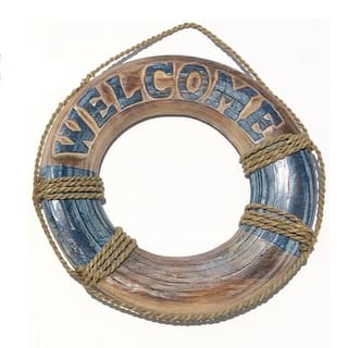 Buy Welcome Blue Distressed Wood Life Preserver Wall Sign Home