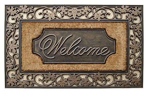 

Welcome Door Mat 100 Coconut Coir Fiber Rubber Heavy Weight Floral Border 23X38
