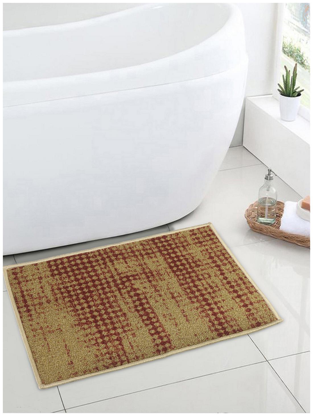 

Welhome Regular Use Nylon Solid Rectangular Small Bath Mats Brown Gold-Pack of 1