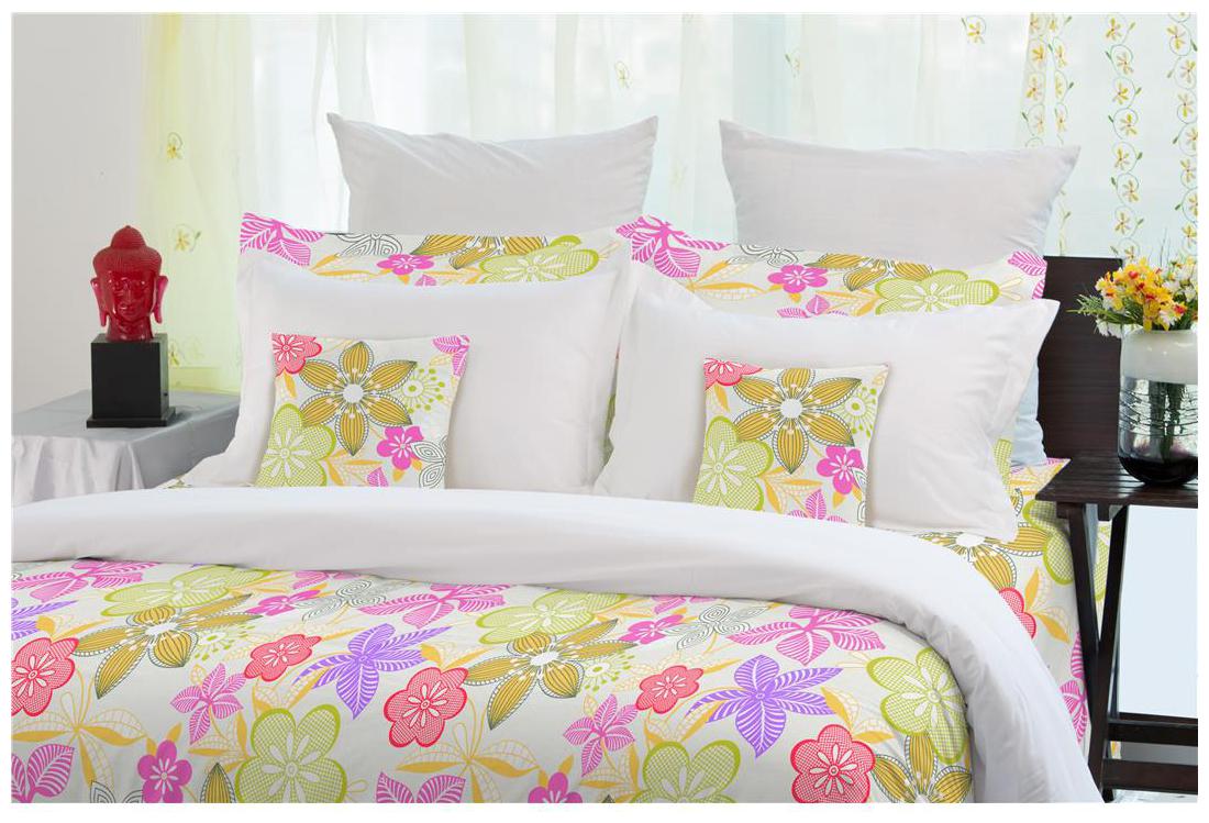 Buy WELHOME Snapshot Yellow 1 Double Bed sheet with 2 Pillow Covers and