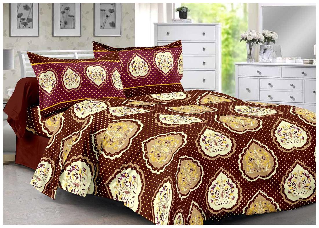 

Welhouse India Cotton Floral Double Size Bedsheet 180 TC ( 1 Bedsheet With 2 Pillow Covers Brown )
