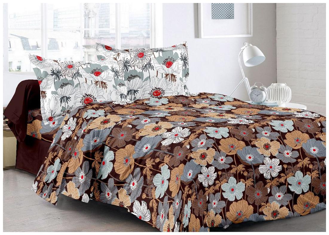 

Welhouse India Cotton Floral Double Size Bedsheet 180 TC ( 1 Bedsheet With 2 Pillow Covers Brown )