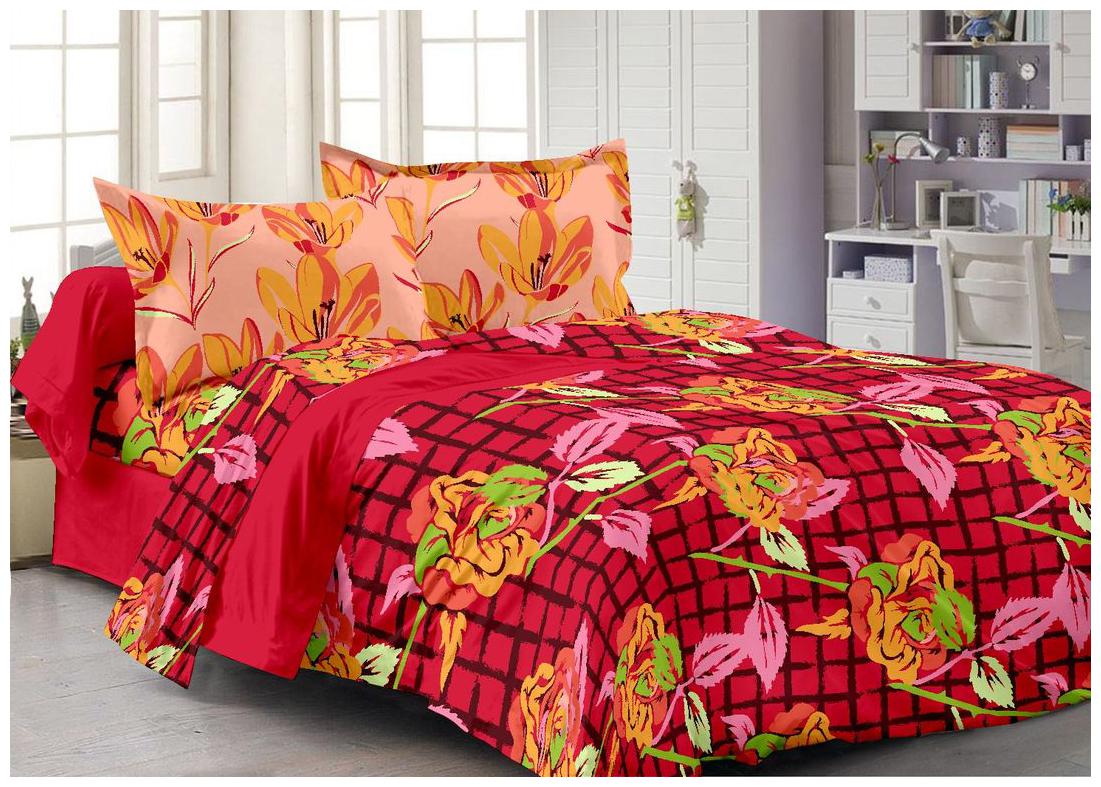 

Welhouse India Cotton Floral Double Size Bedsheet 180 TC ( 1 Bedsheet With 2 Pillow Covers Red )