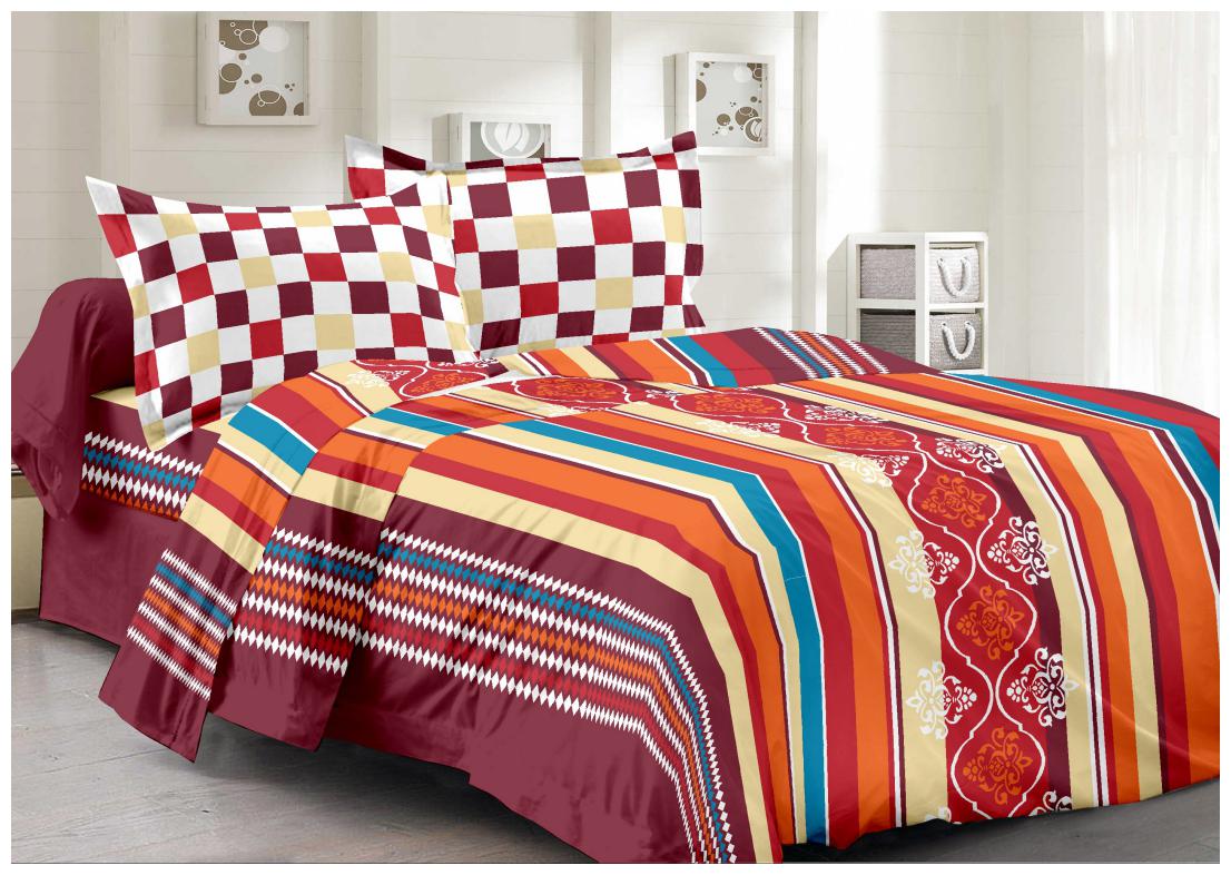 

Welhouse India Cotton Striped Double Size Bedsheet 180 TC ( 1 Bedsheet With 2 Pillow Covers Multi )