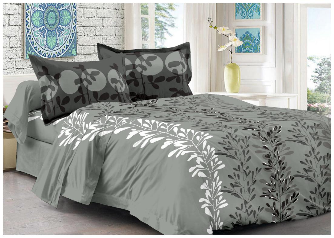 

Welhouse India Cotton Abstract Double Size Bedsheet 180 TC ( 1 Bedsheet With 2 Pillow Covers Grey )