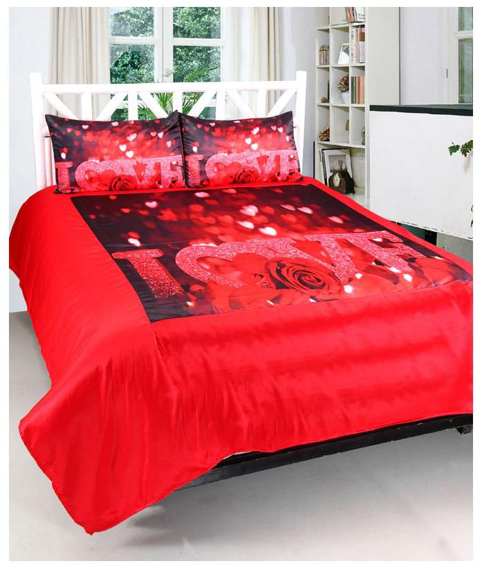 

Welhouse India Satin Floral Double Size Bedsheet 200 TC ( 1 Bedsheet With 2 Pillow Covers Red )