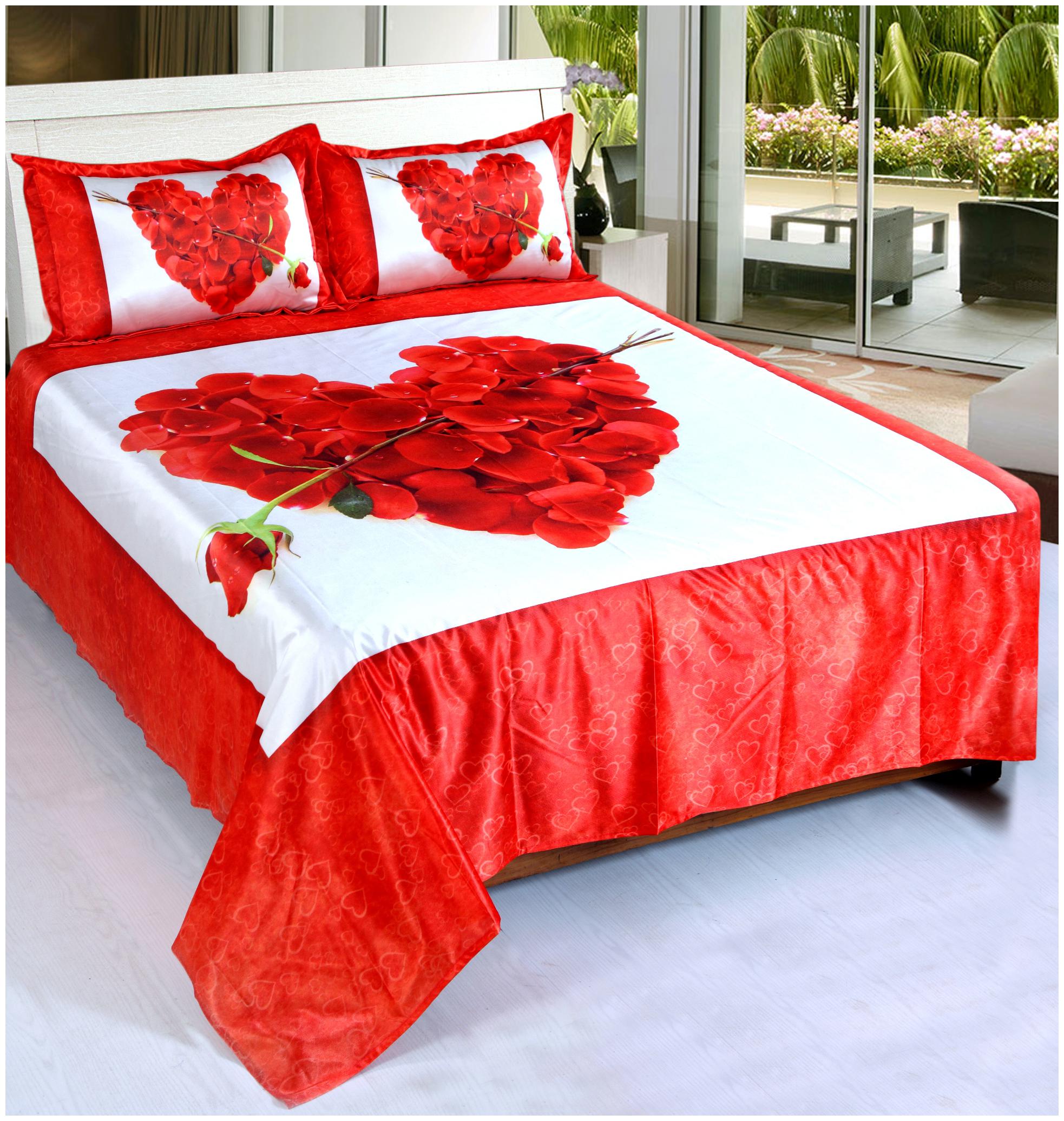 

Welhouse India Cotton Printed Double Size Bedsheet 140 TC ( 1 Bedsheet With 2 Pillow Covers Red )