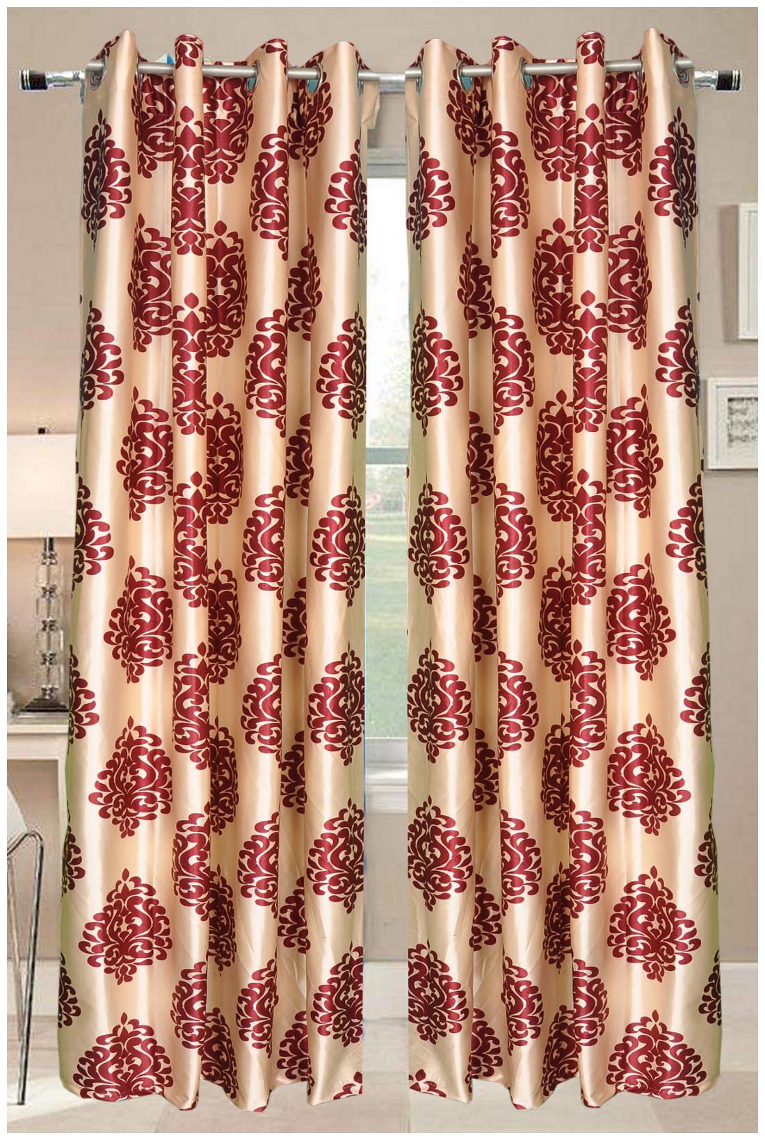 

Welhouse India beautiful designer cream maroon color Door curtain (7 ft)