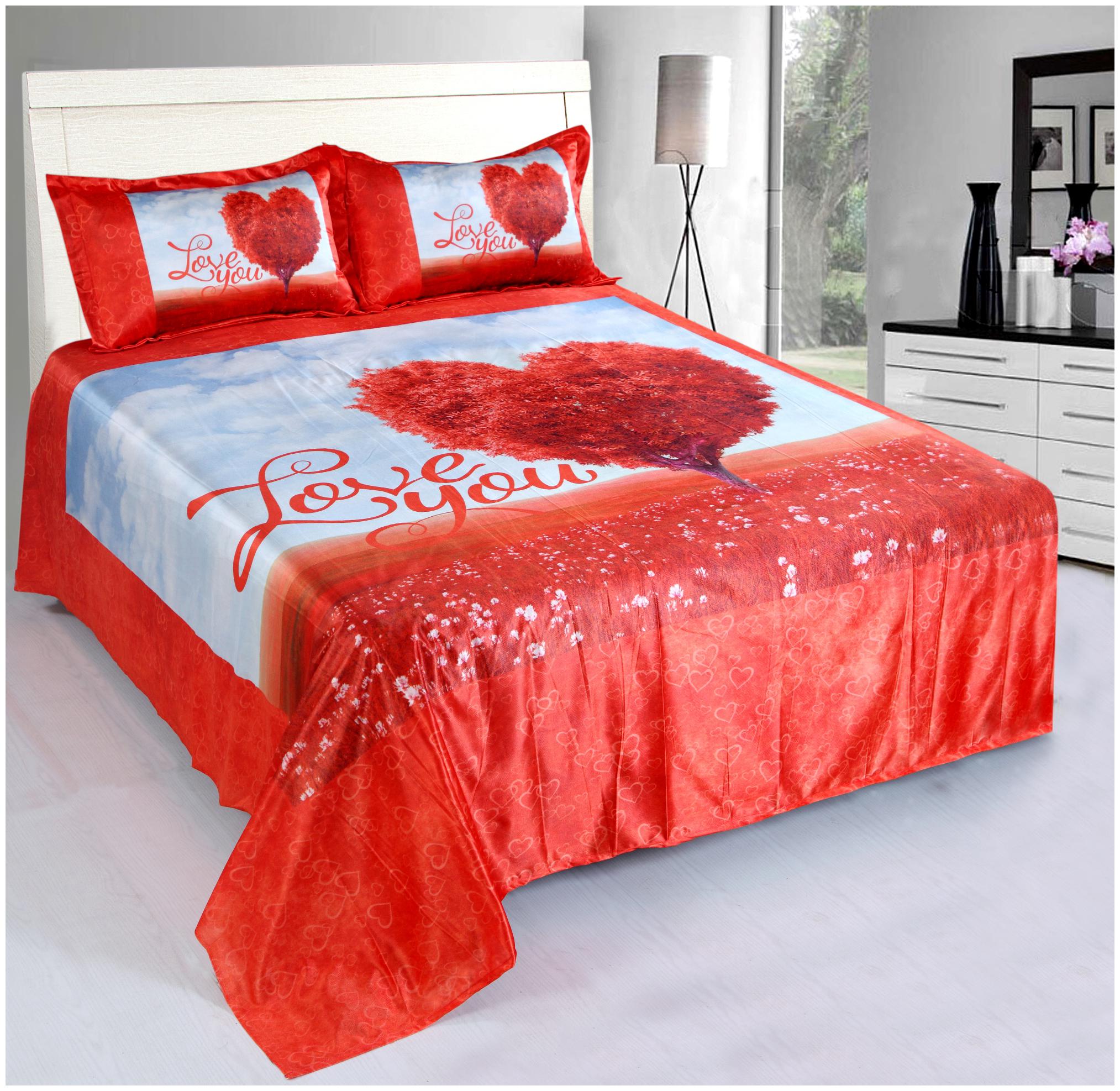 

Welhouse India Cotton Printed Double Size Bedsheet 140 TC ( 1 Bedsheet With 2 Pillow Covers Red )