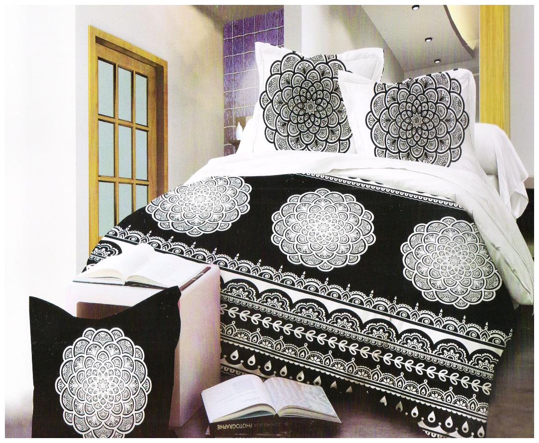 

Welhouse India Cotton Abstract Double Size Bedsheet 180 TC ( 1 Bedsheet With 2 Pillow Covers Black )