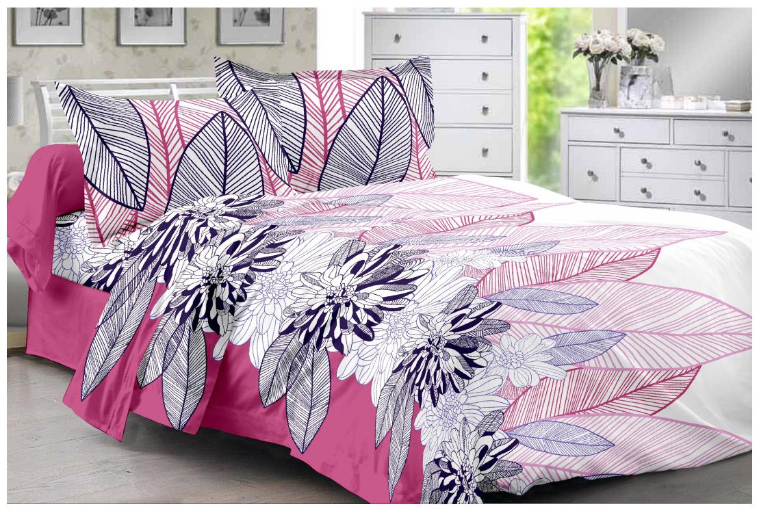 

Welhouse India Cotton Floral Double Size Bedsheet 180 TC ( 1 Bedsheet With 2 Pillow Covers Pink )