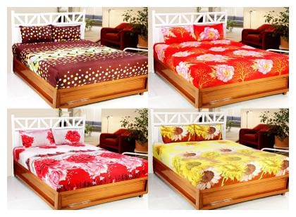 Welhouse India 3D Printed Set Of 4 Double bedsheet with 8 Pillow Covers
