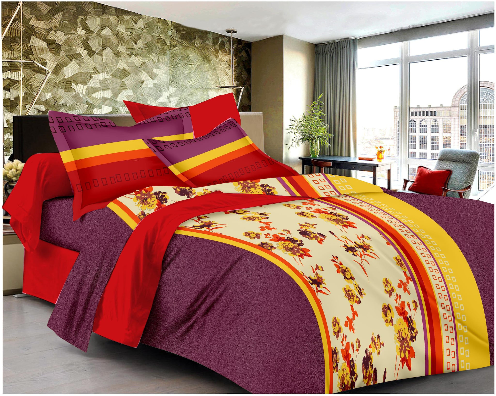 

Welhouse India Cotton Printed Double Size Bedsheet 120 TC ( 1 Bedsheet With 2 Pillow Covers Multi )