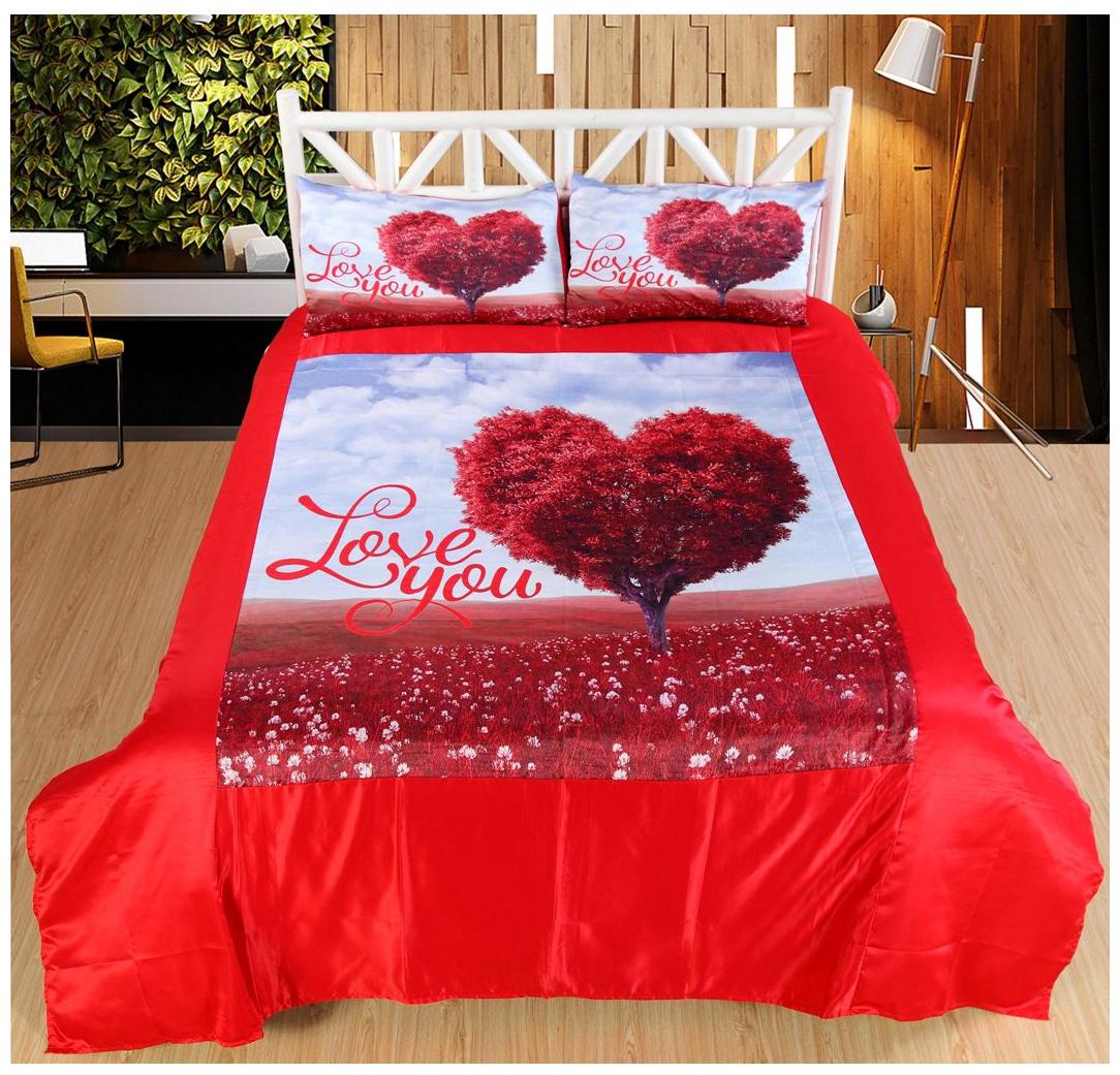 

Welhouse India Satin Floral Double Size Bedsheet 200 TC ( 1 Bedsheet With 2 Pillow Covers Red )