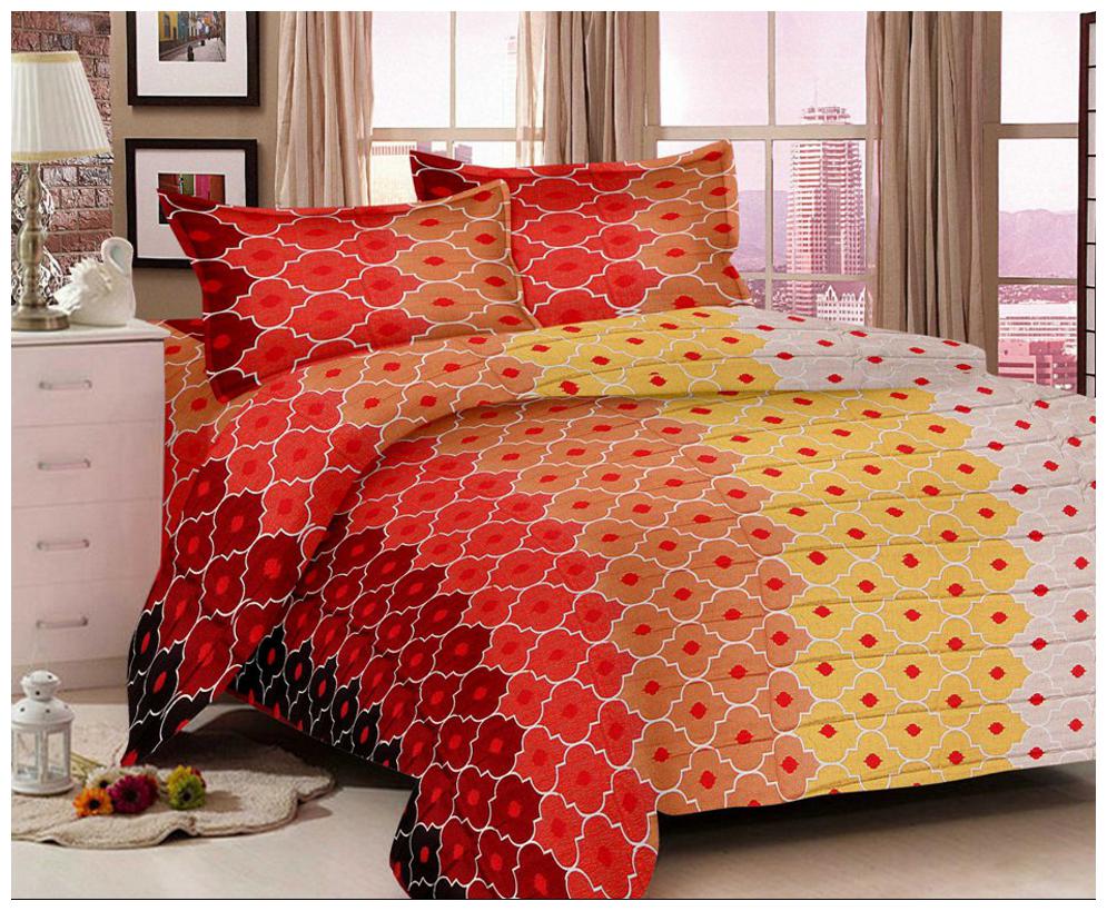 

Welhouse India Cotton Geometric Double Size Bedsheet 104 TC ( 1 Bedsheet With 2 Pillow Covers Multi )