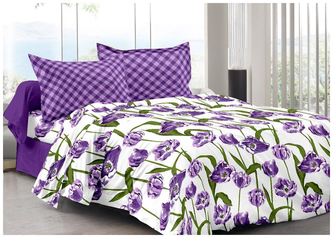 

Welhouse India Cotton Floral Double Size Bedsheet 180 TC ( 1 Bedsheet With 2 Pillow Covers Purple )