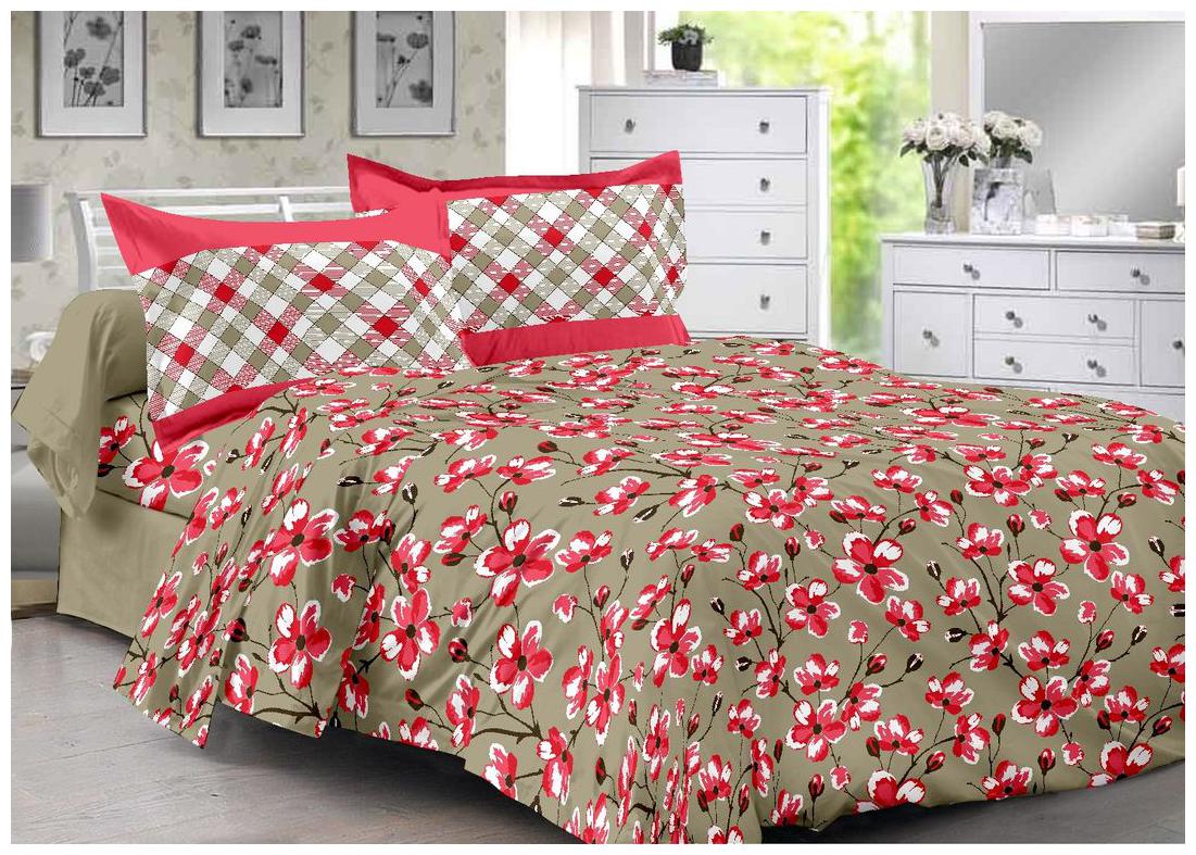 

Welhouse India Cotton Floral Double Size Bedsheet 180 TC ( 1 Bedsheet With 2 Pillow Covers Red )