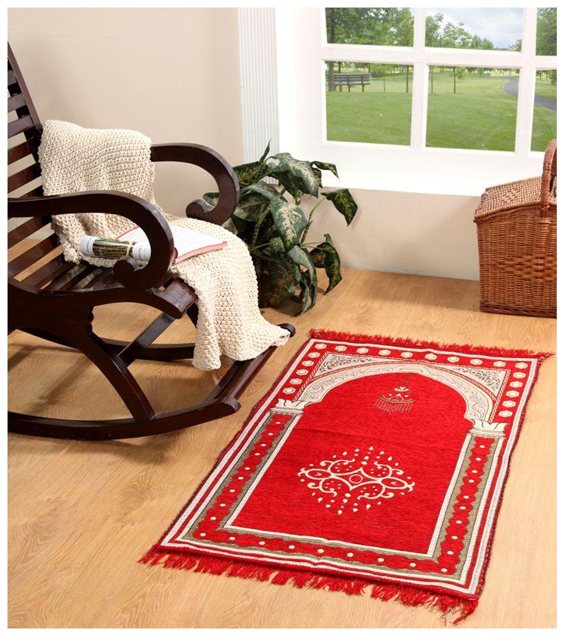 

Welhouse velvet red janamaz prayer mat ( 46 x 27 ) JNMZ-03