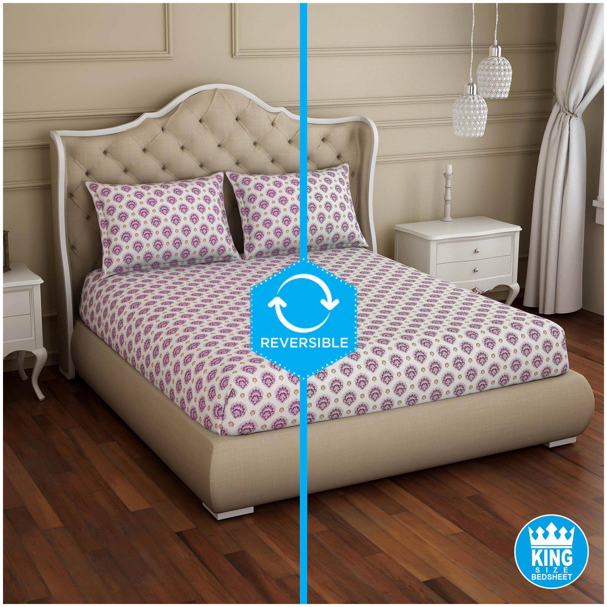 

Welspun Cotton Floral Double Size Bedsheet 150 TC ( 1 Bedsheet With 2 Pillow Covers White Pink )