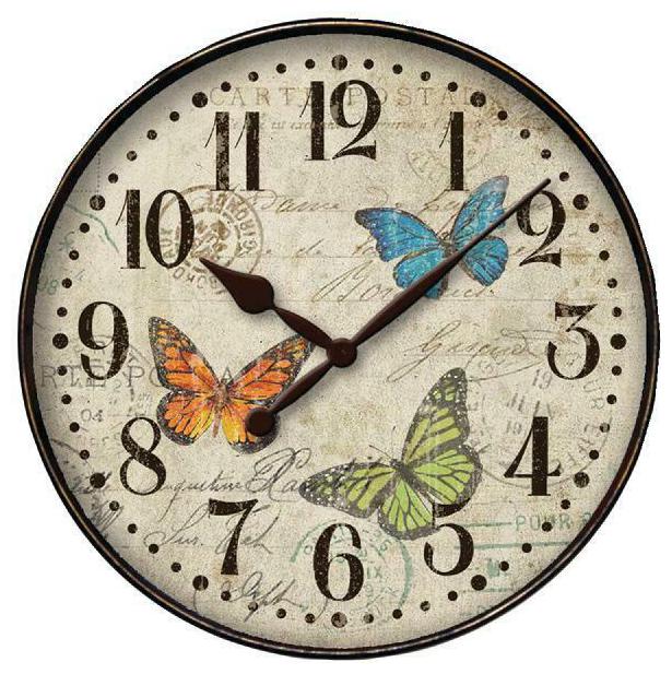 

Westclox 12 Round Butterfly Wall Clock Bronze Color Plastic Frame Glass Lens