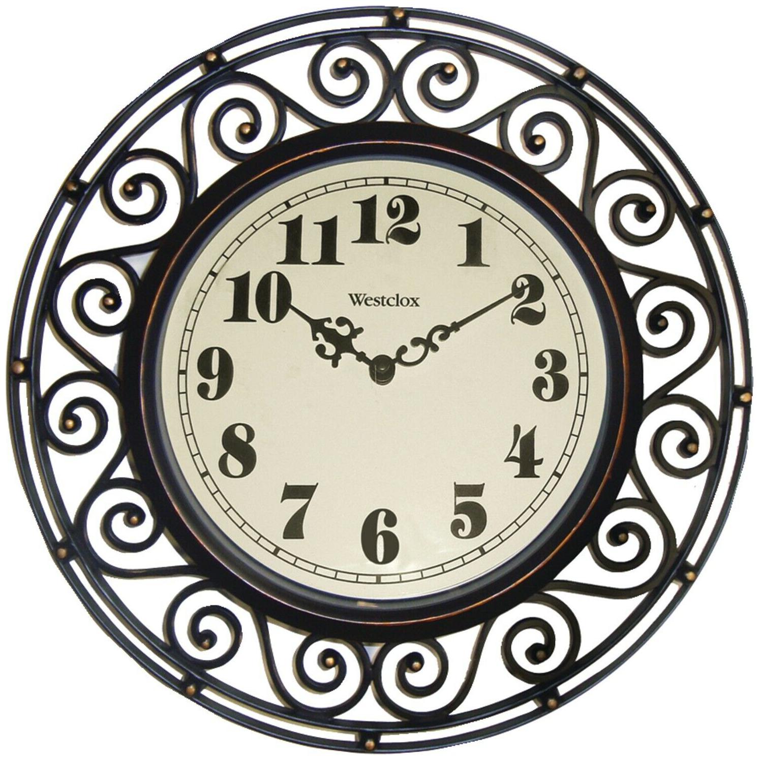 

WESTCLOX 32021 12 Inch Round Filigree Rubbed Bronze Finish Clock - Free ship