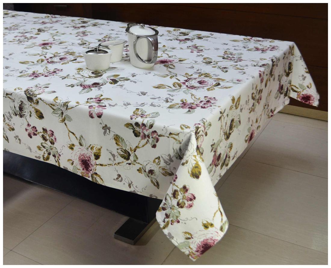 

White Floral Print Table Cover
