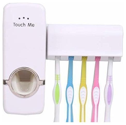 

White Toothpaste Dispenser with Toothbrush Holder 1PCS