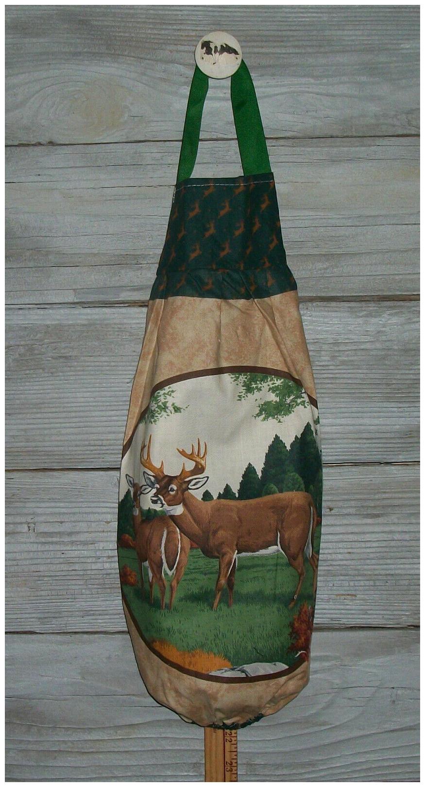 

Whitetail Deer Buck Doe Pine Trees Plastic Grocery Bag Rag Sock Holder Organizer