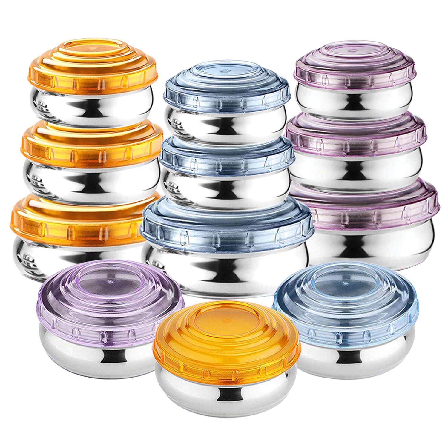 

WIBSIL 200 ml Multi Stainless steel Container Set - Set of 12