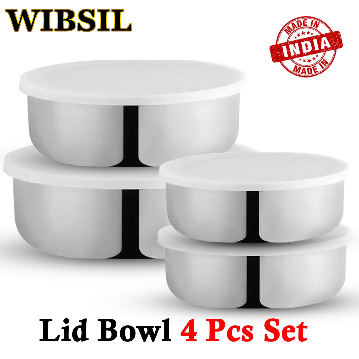 

WIBSIL 200 ml Silver Stainless steel Container Set - Set of 4