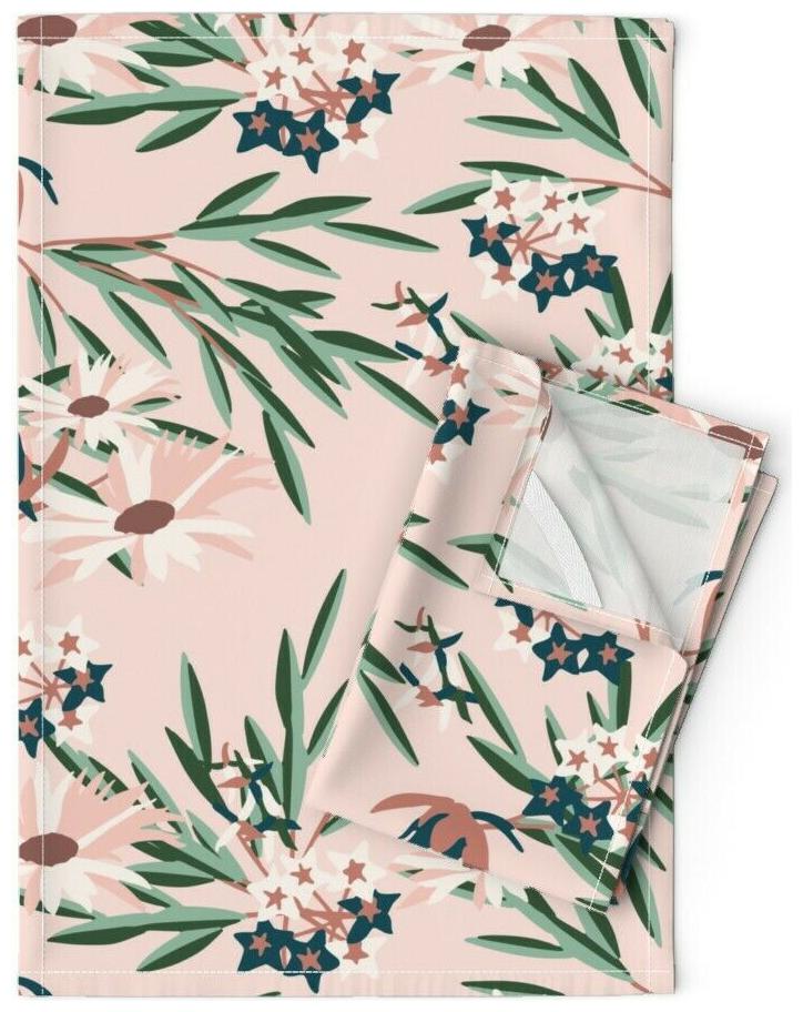 

Wildflowers Tropical Floral Garden Linen Cotton Tea Towels by Roostery Set of 2